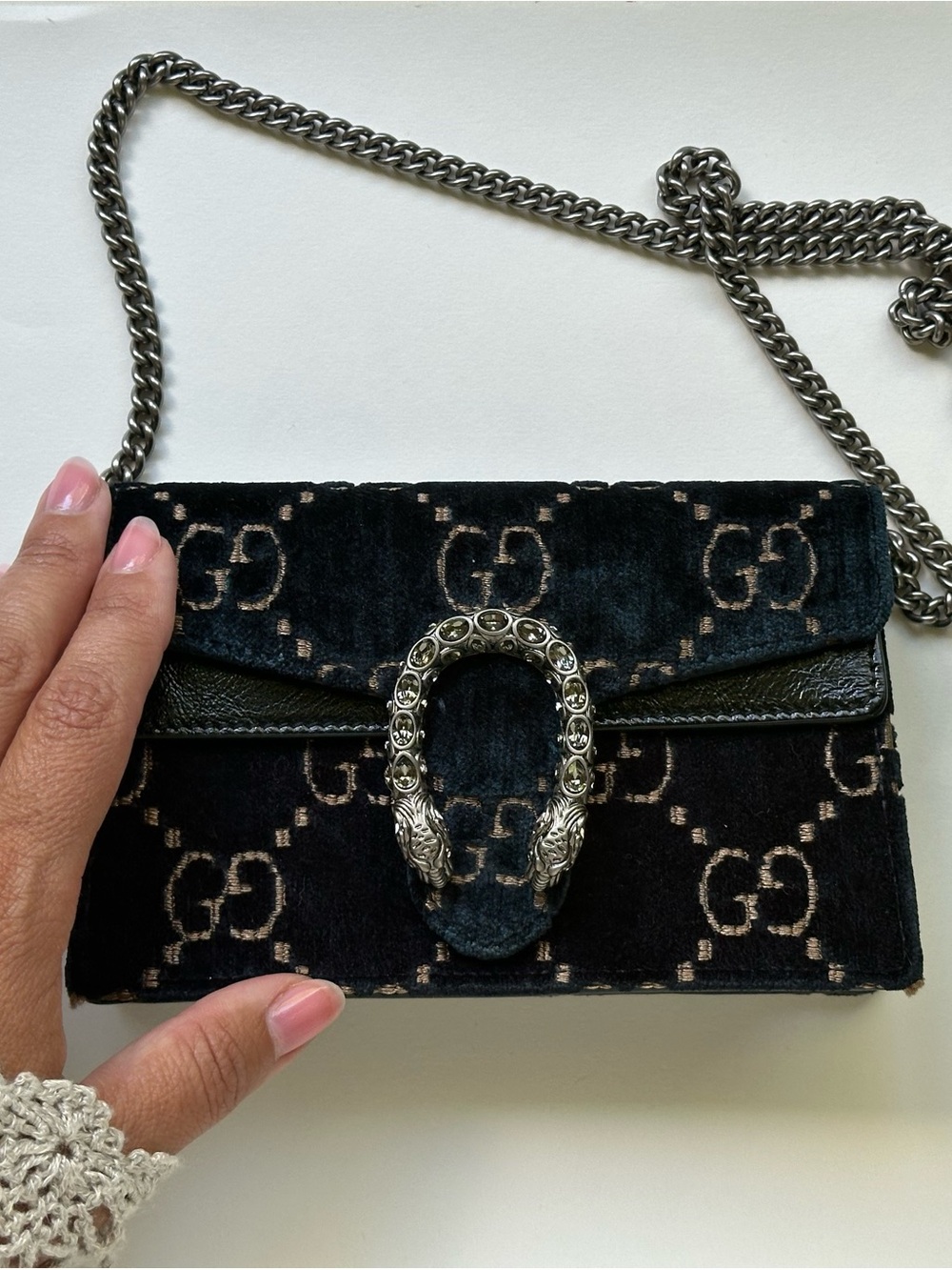 Gucci Blue Velvet Dionysus GG Shoulder Bag